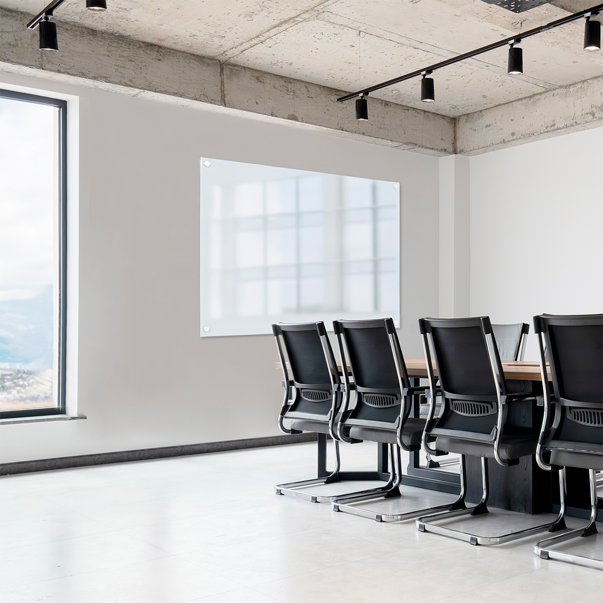 Lousa Quadro Branco de Vidro Temperado com Fundo Branco