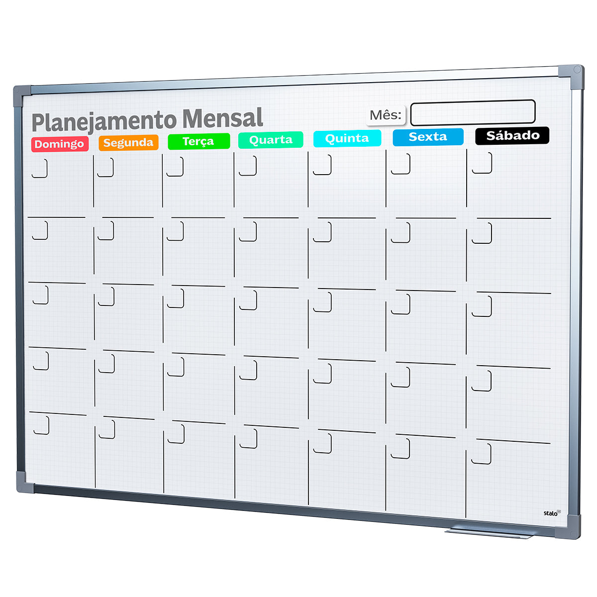 Lousa Quadro Planner Quadriculado Planejamento Mensal Moldura MDF Alumínio Soft