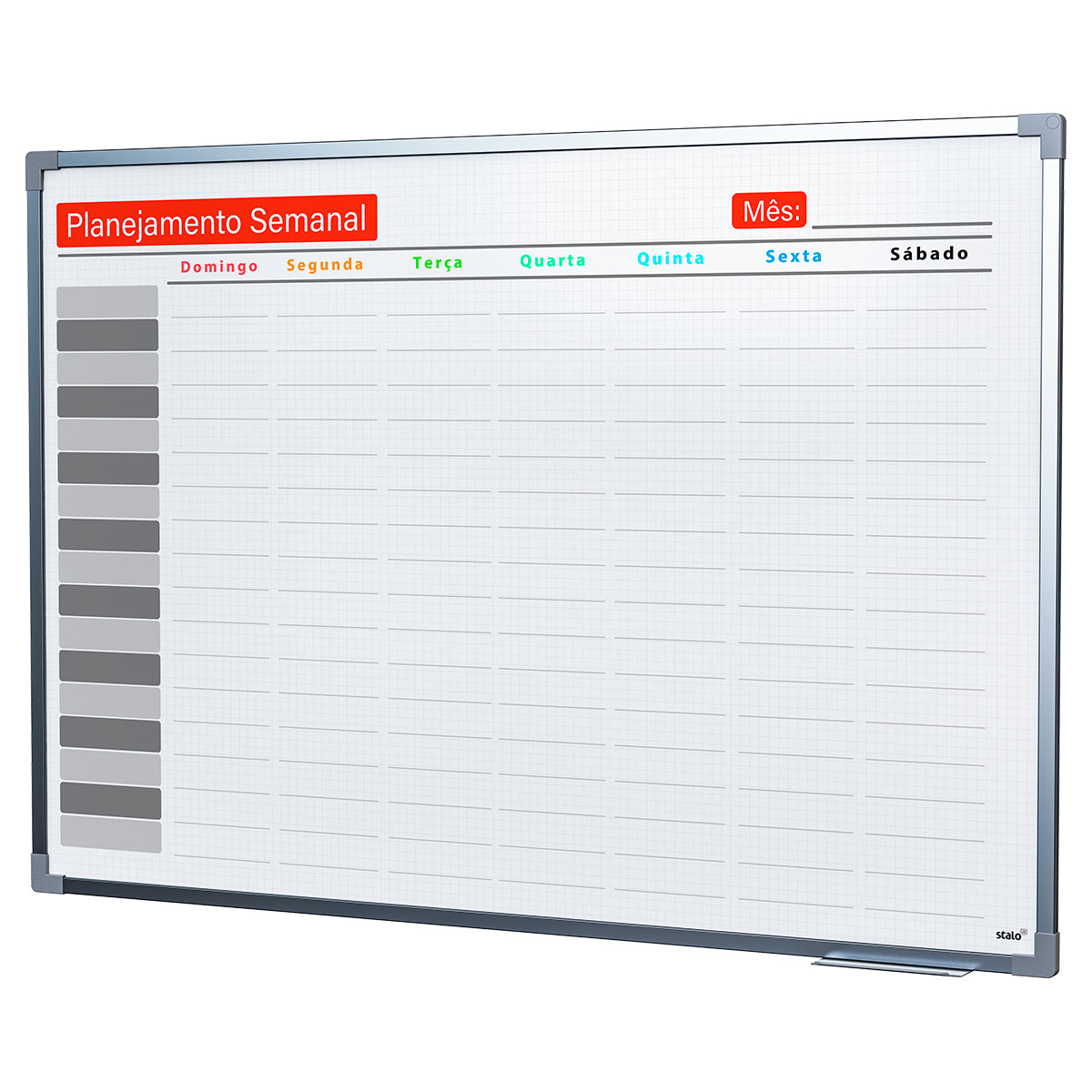 Lousa Quadro Planner Quadriculado Planejamento Semanal Moldura MDF Alumínio SOFT