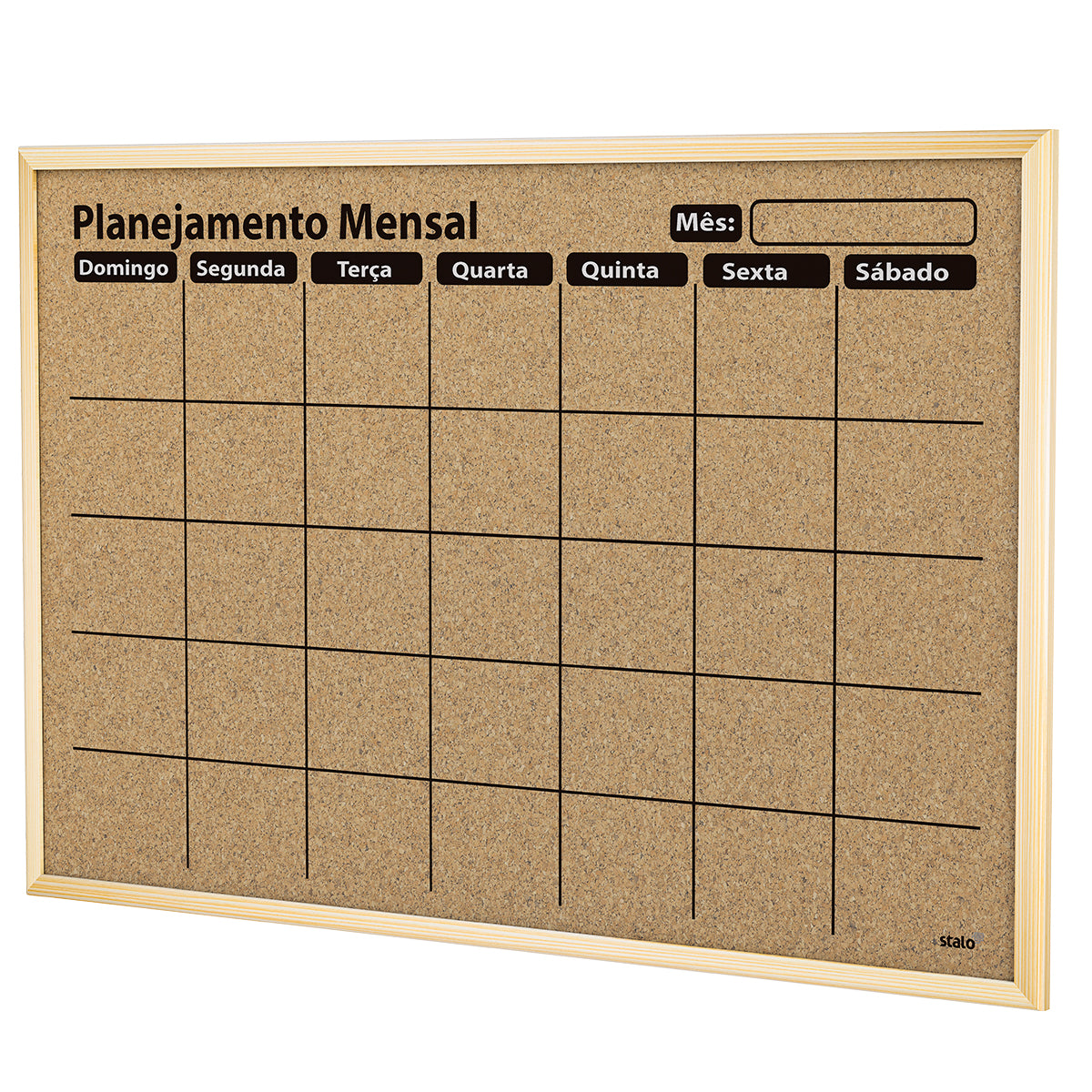 Quadro Planner Cortiça Planejamento Mensal Moldura MDF Revestido Carvalho