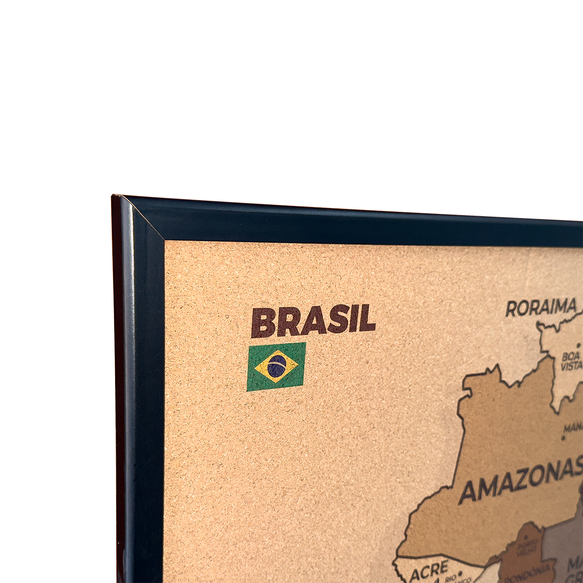 Quadro Decorativo Cortiça Mapa Brasil para Marcar Viagens