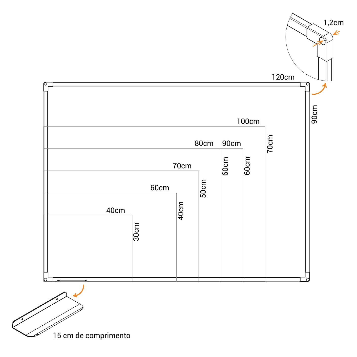 Quadro Branco UV MDF revestido Alumínio SOFT