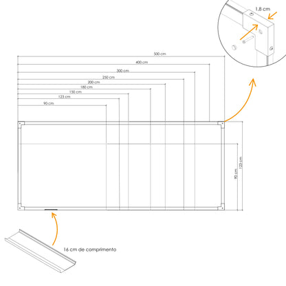 Quadro Branco Magnético Aço Alumínio Prime  MDF 9 mm