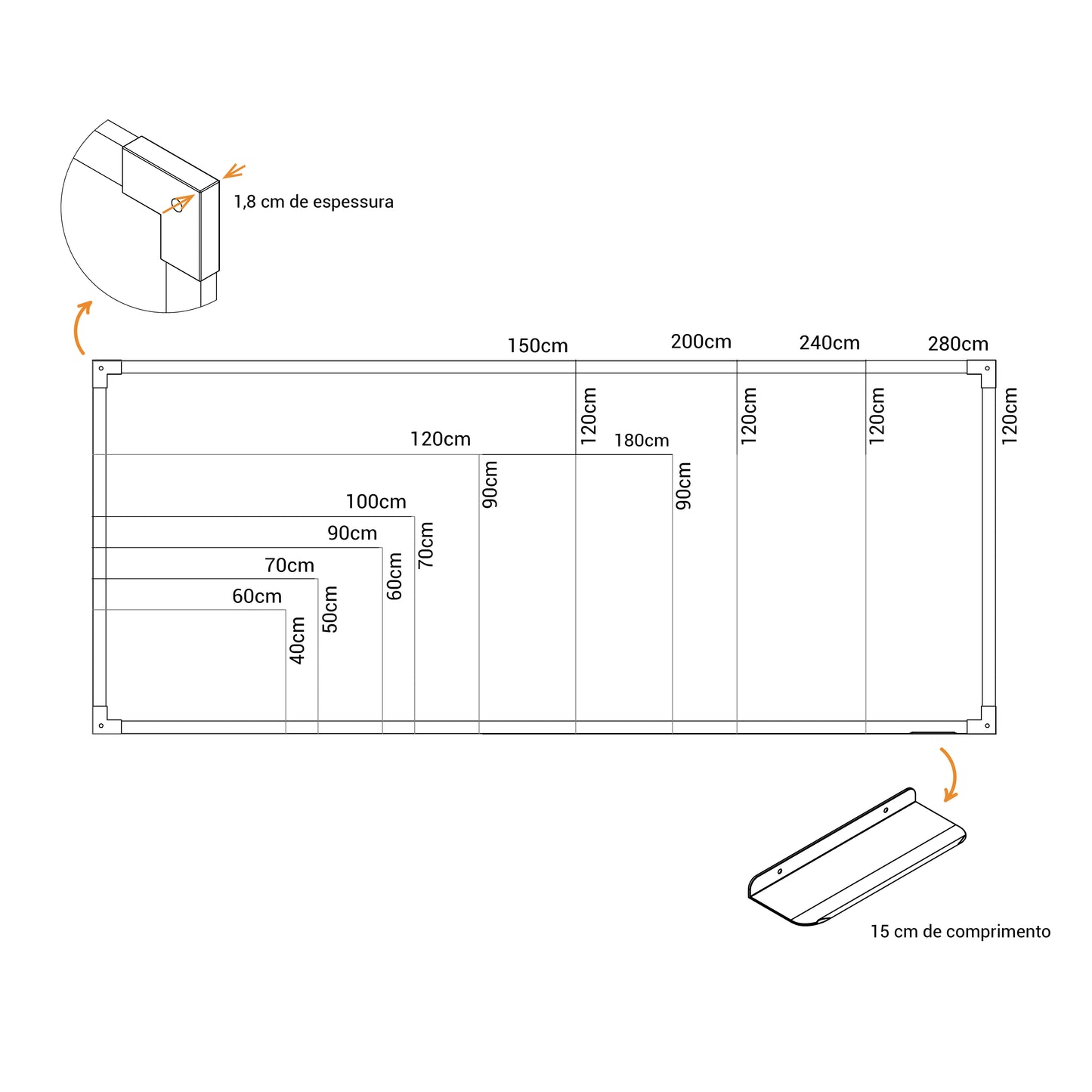 Quadro de Aviso Cortiça MDF revestido Alumínio SOFT PRIME