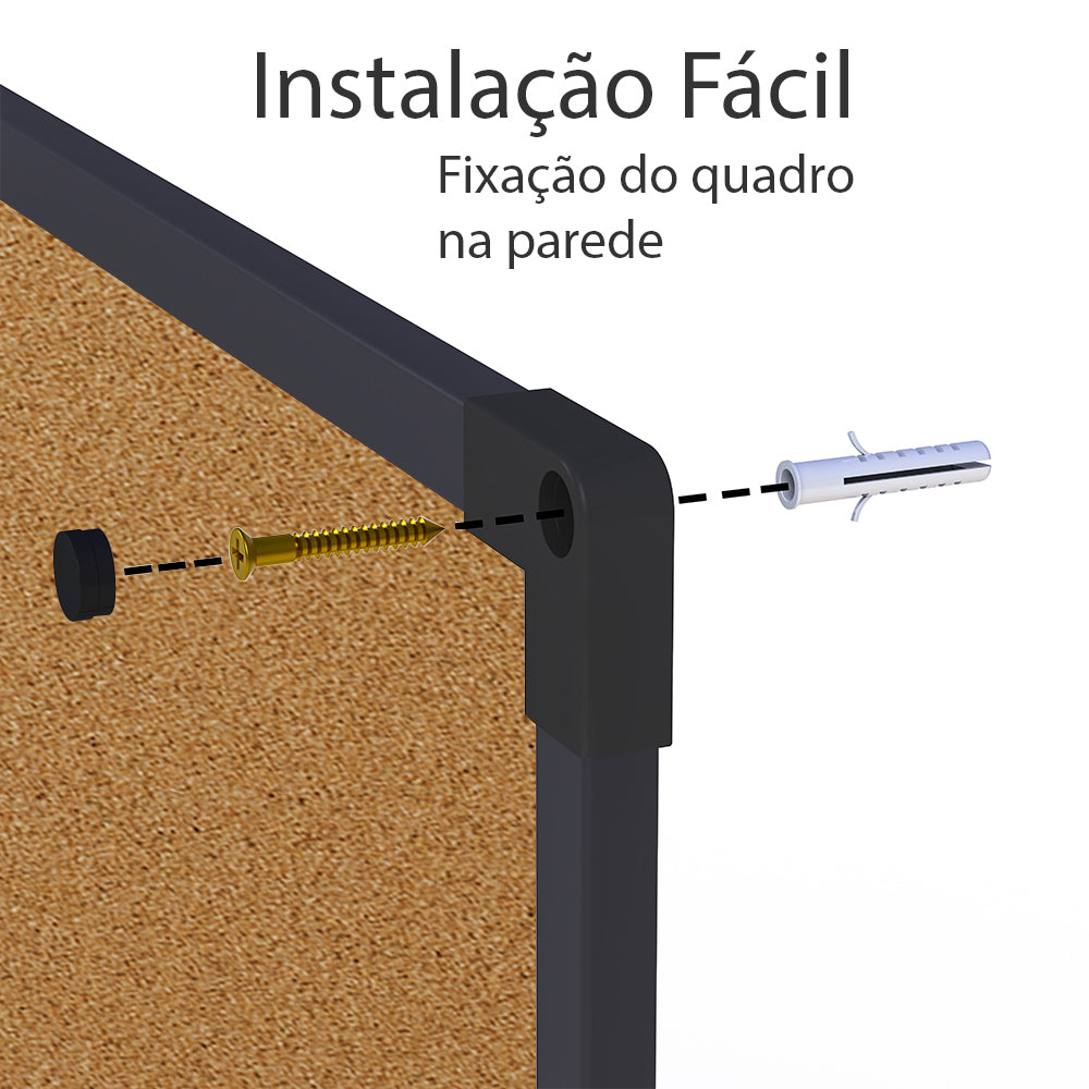 Quadro de Aviso de Cortiça MDF revestido Preto SOFT