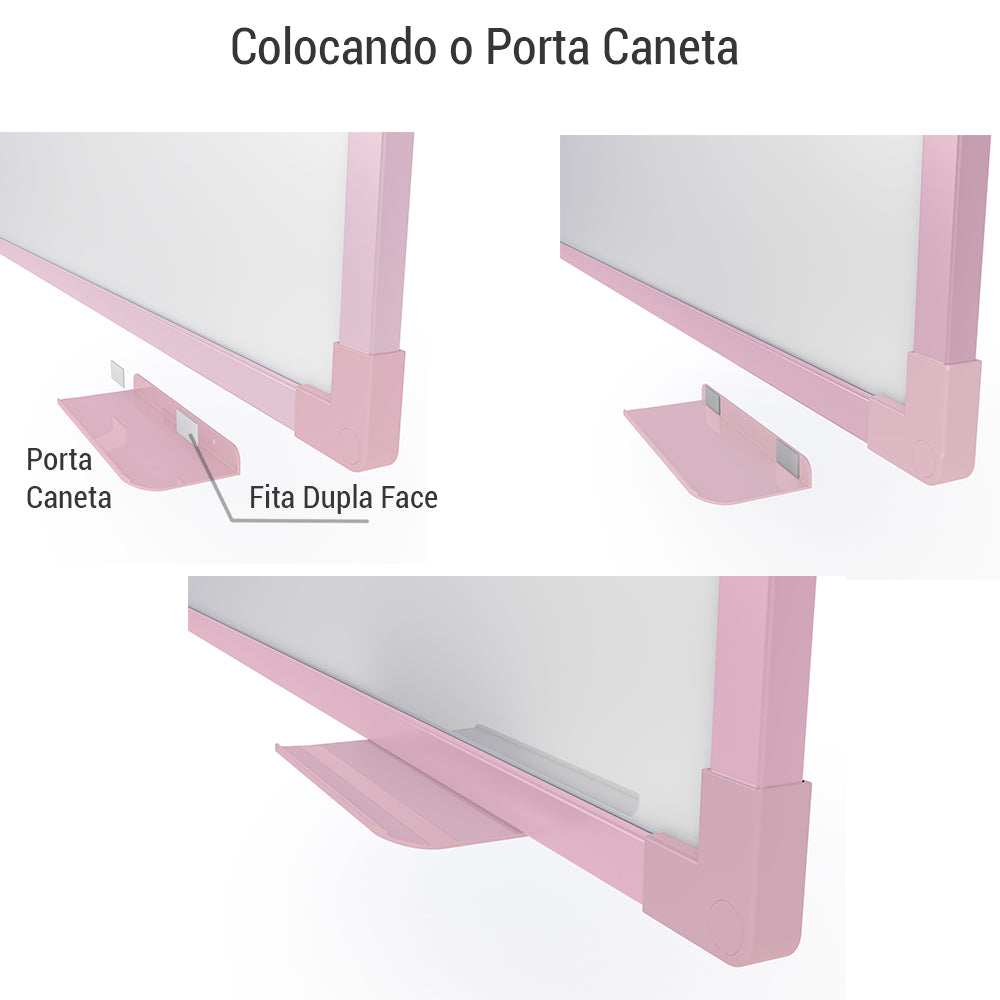 Lousa Quadro Branco UV Moldura MDF Rosa Soft
