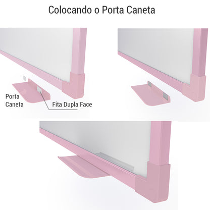 Lousa Quadro Branco UV Moldura MDF Rosa Soft