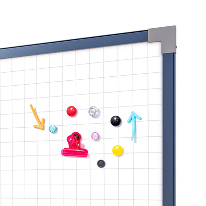 Lousa Quadro Branco Magnético Quadriculado Fórmica Moldura de Alumínio PRIME