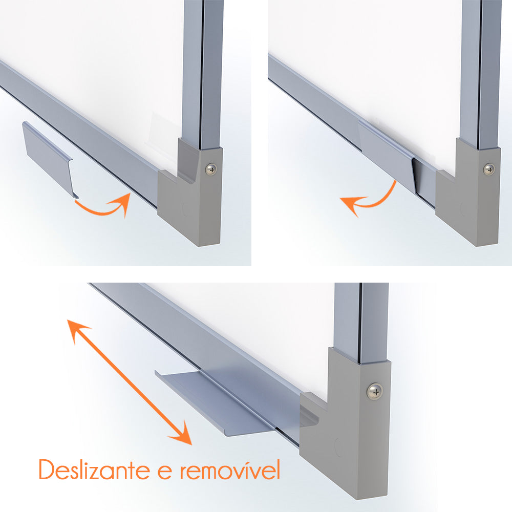 Lousa Quadro Branco Magnético Quadriculado Fórmica Moldura de Alumínio PRIME