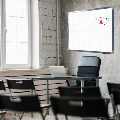 Lousa Quadro Branco Magnético Quadriculado Fórmica Moldura de Alumínio PRIME