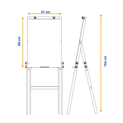 Flip Chart Lousa Quadro Branco Dobrável MDF Carvalho