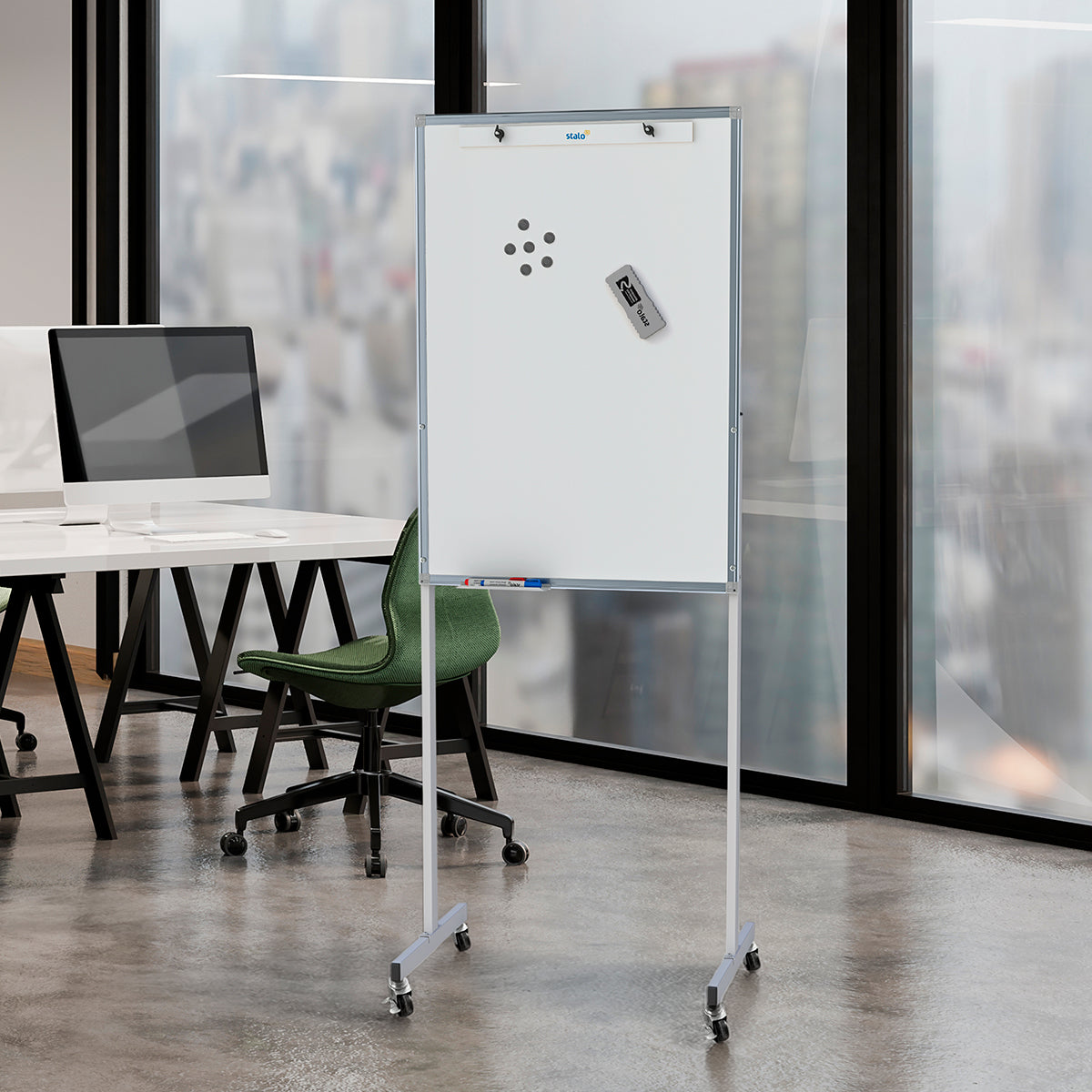 Flip Chart Lousa Quadro Branco Magnético com Rodízios