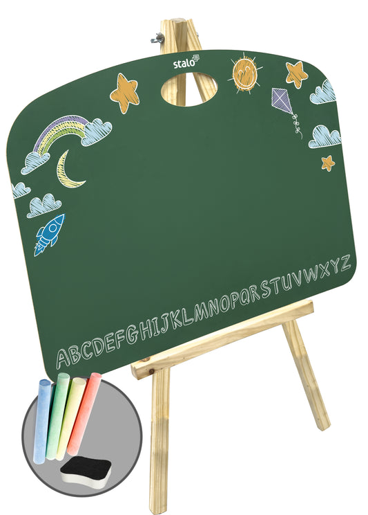 Lousa Quadro Verde Infantil com Cavalete + Giz Colorido e Apagador