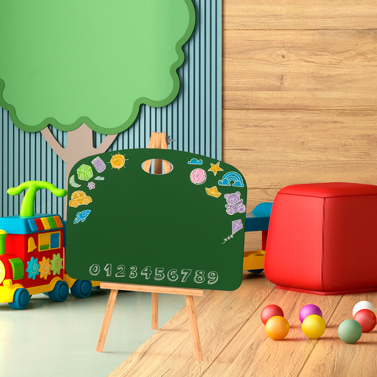 Lousa Quadro Verde Infantil com Cavalete + Giz Colorido e Apagador