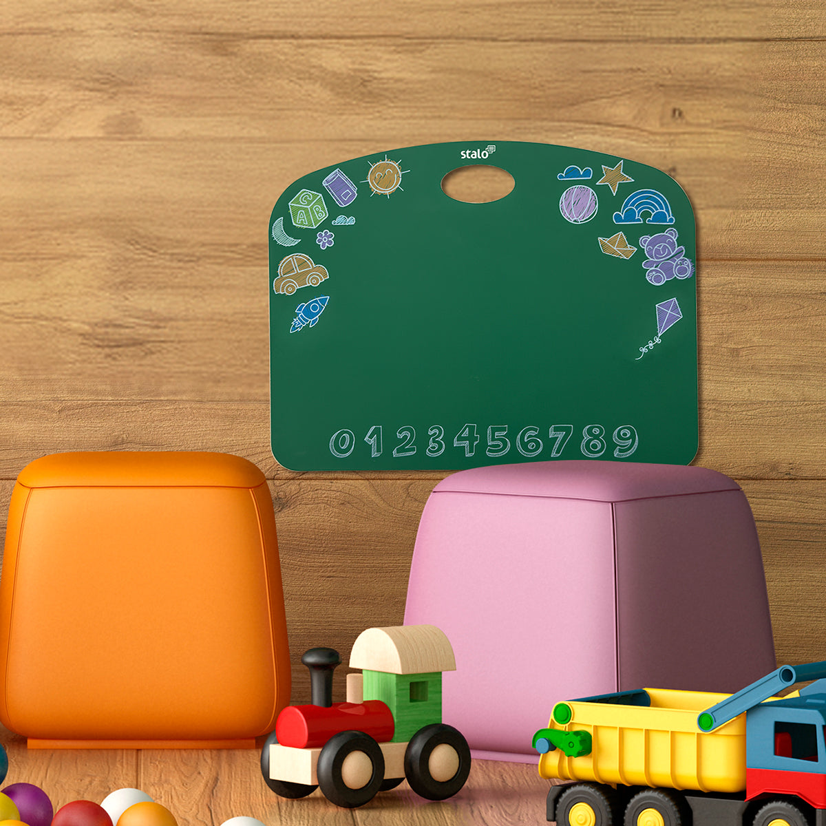 Lousa Quadro Verde Infantil + Giz Colorido e Apagador