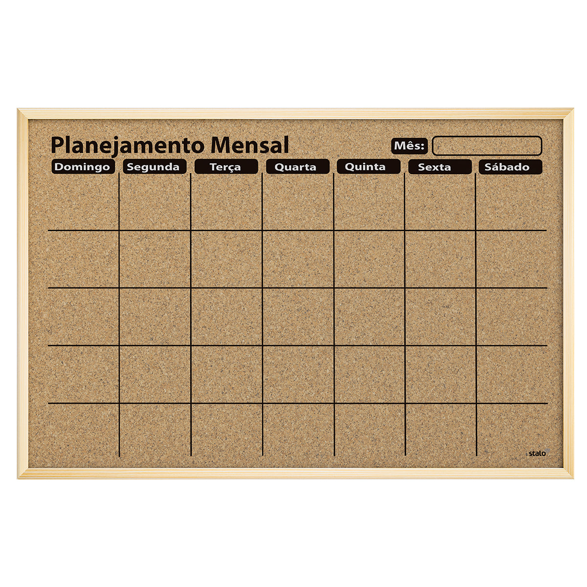 Quadro Planner Cortiça Planejamento Mensal Moldura MDF Revestido Carvalho