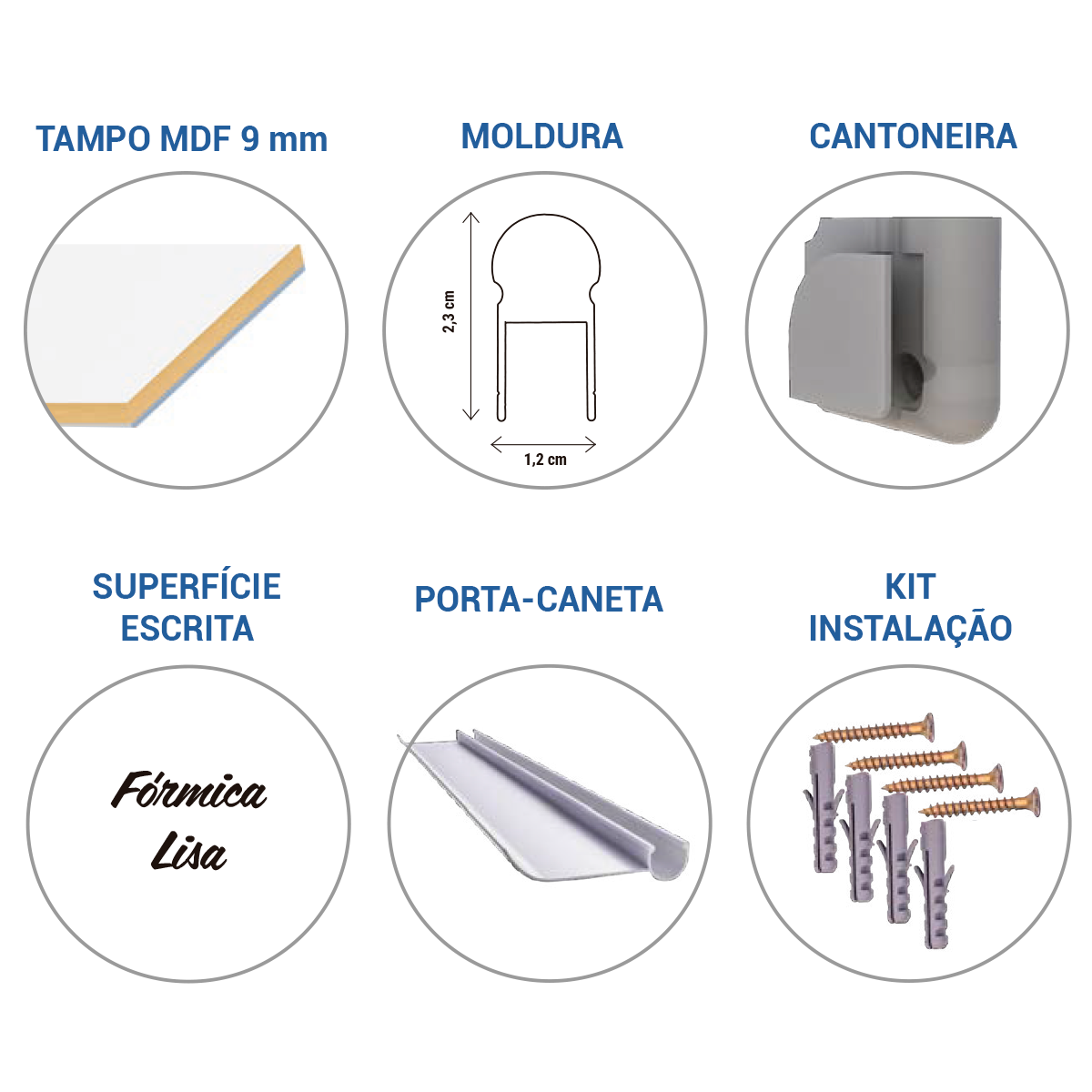 Lousa Quadro Branco Fórmica Moldura de Alumínio A 3 mm