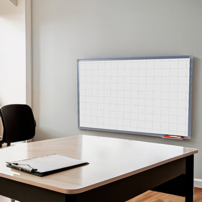 Lousa Quadro Branco Quadriculado Fórmica Moldura de Alumínio A 3 mm
