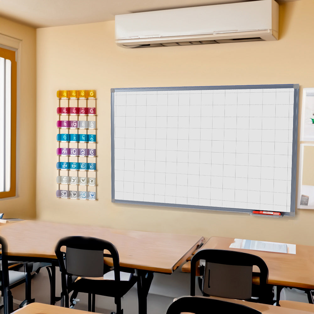 Lousa Quadro Branco Quadriculado Fórmica Moldura de Alumínio A 3 mm