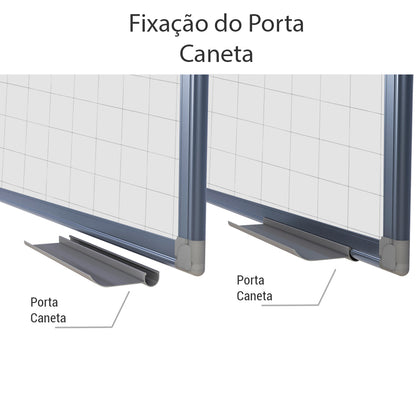 Lousa Quadro Branco Quadriculado Fórmica Moldura de Alumínio A 3 mm