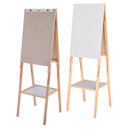 Flip Chart Lousa Quadro Branco Duplo Compact Line 2 em 1 MDF Carvalho