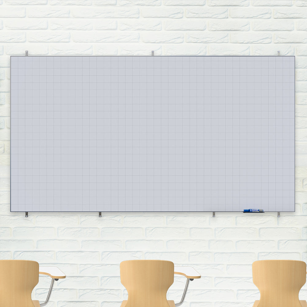 Lousa Quadro Branco Fórmica Modular Quadriculada Moldura de Alumínio Borderless