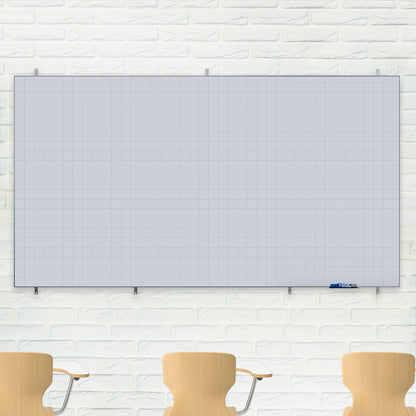 Lousa Quadro Branco Fórmica Modular Quadriculada Moldura de Alumínio Borderless