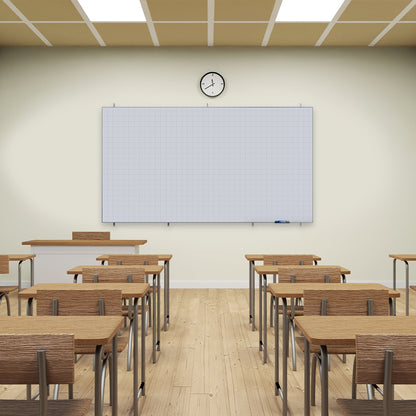 Lousa Quadro Branco Fórmica Modular Quadriculada Moldura de Alumínio Borderless