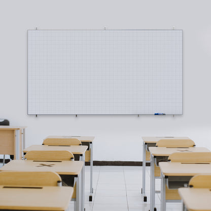 Lousa Quadro Branco Fórmica Modular Quadriculada Moldura de Alumínio Borderless