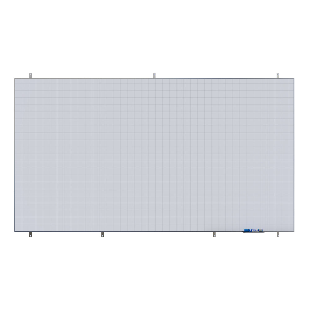 Lousa Quadro Branco Fórmica Modular Quadriculada Moldura de Alumínio Borderless