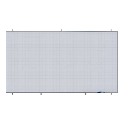 Lousa Quadro Branco Fórmica Modular Quadriculada Moldura de Alumínio Borderless