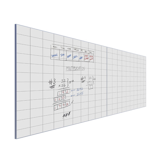 Lousa Quadro Branco Fórmica Modular Quadriculada Moldura de Alumínio Borderless