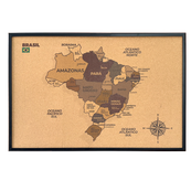 Quadro Decorativo Cortiça Mapa Brasil para Marcar Viagens