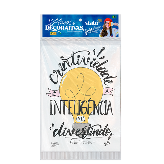 Placa Decorativa Frase Motivacional A Criatividade é a Inteligência se Divertindo